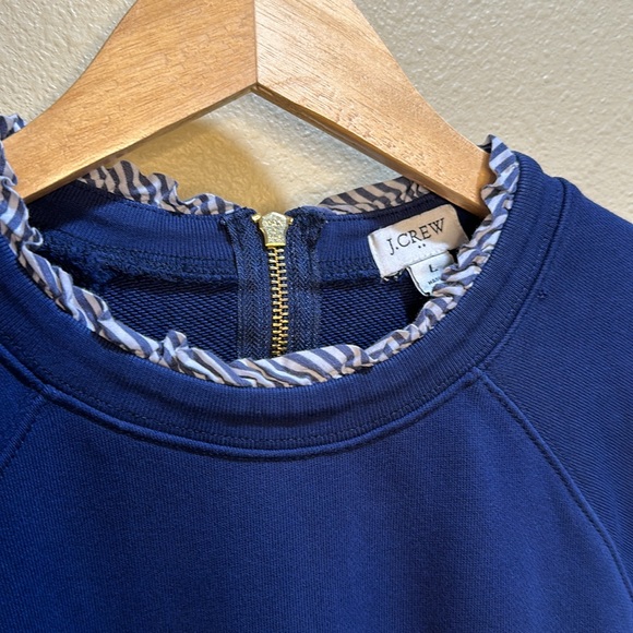 J. Crew Woven Large ruffleneck pullover sweatshirt - Picture 2 of 10